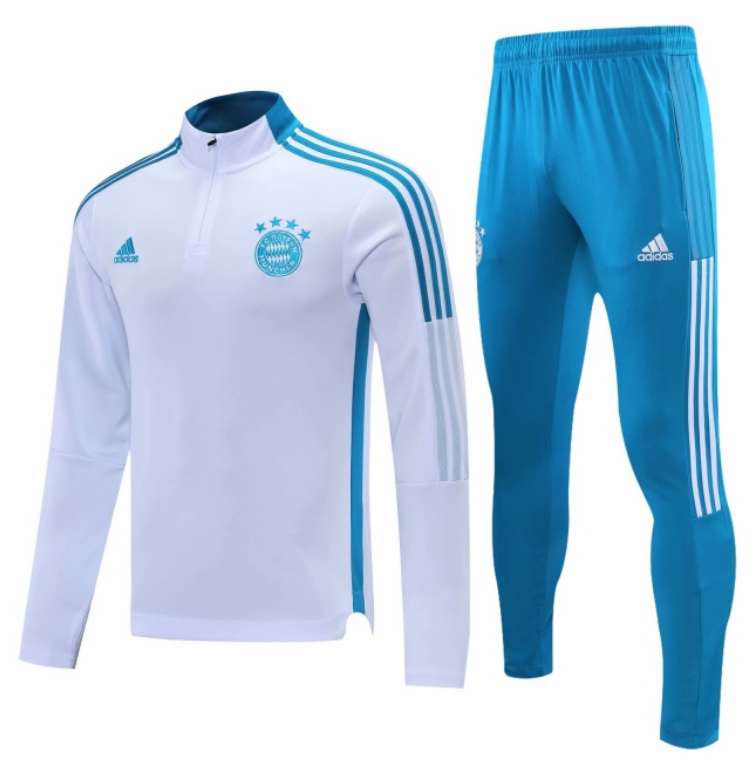 2021/22 Bayern Munich White Training Kits Sweatshirt with pants